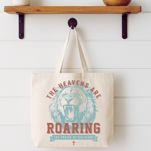 The Heaven's Are Roaring Lion Tote Bag | Faithbased | ATTA TOOD®