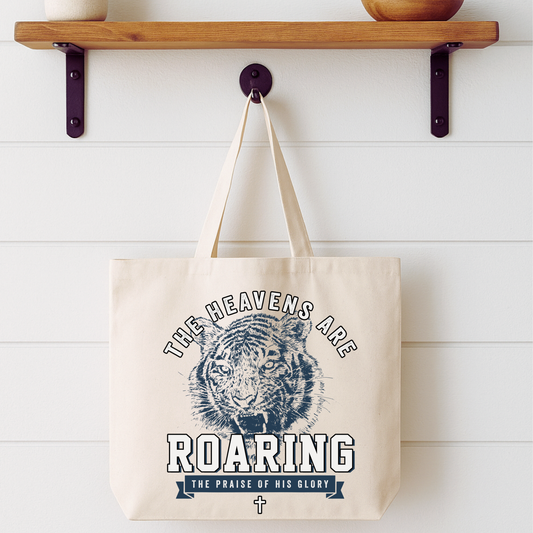 The Heaven's are roaring Tiger Tote Bag | Faithbased | ATTA TOOD®