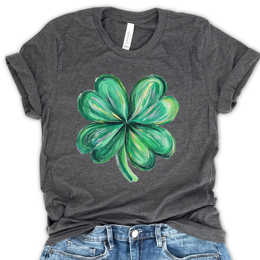 Colorful Whimsical four leaf clover St. Patrick's Day t-shirt
