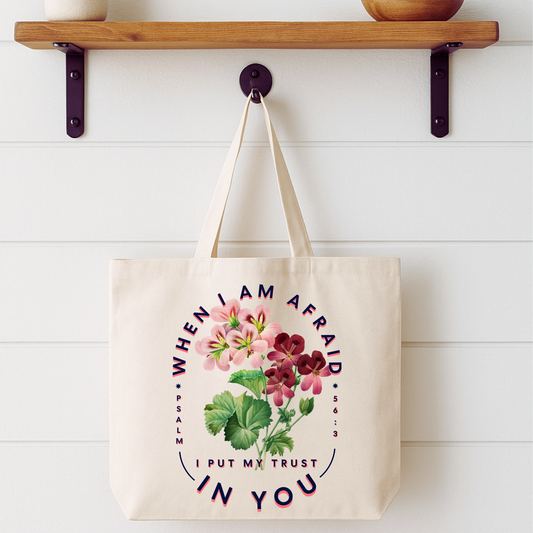 When I am Afraid Floral Tote Bag | Faithbased | ATTA TOOD®
