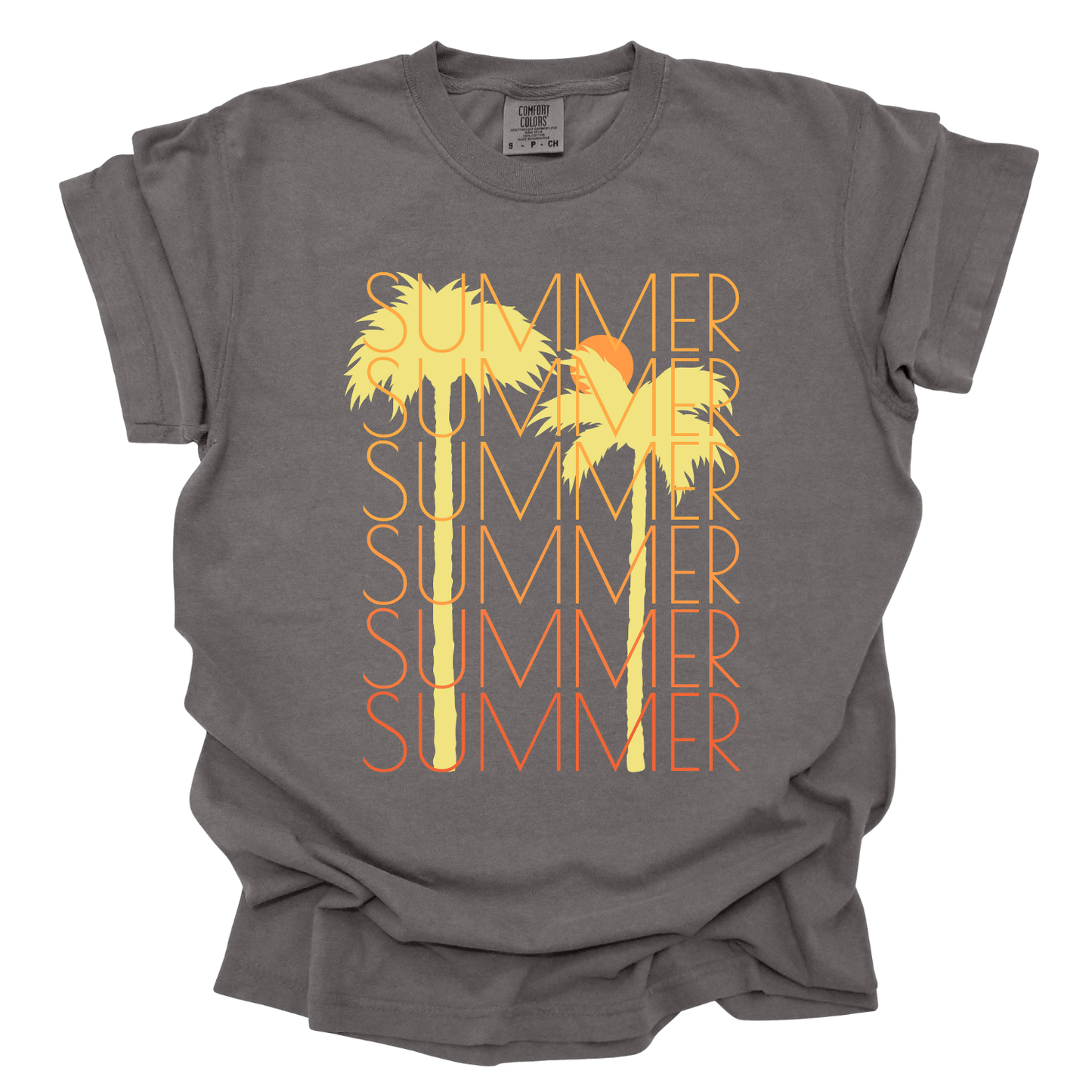 Palm trees summer graphic t-shirt, tropical vacation outdoor top
