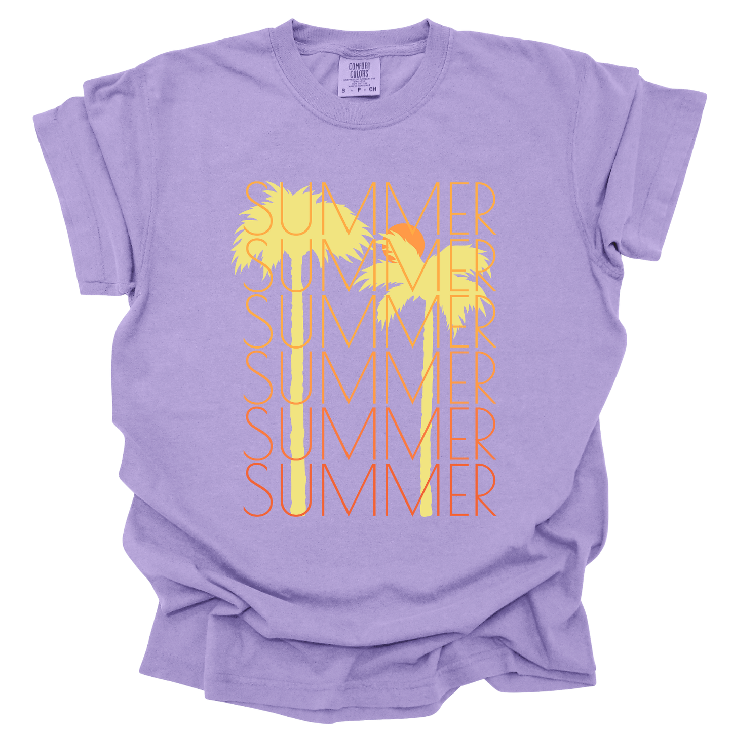 Palm trees summer graphic t-shirt, tropical vacation outdoor top