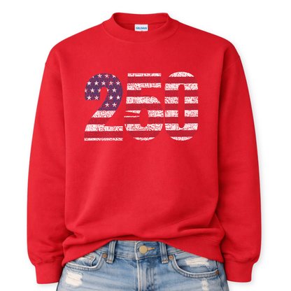 Red sweatshirt with '250' design on a white background