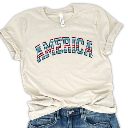 Patriotic America Fourth of July graphic t-shirt
