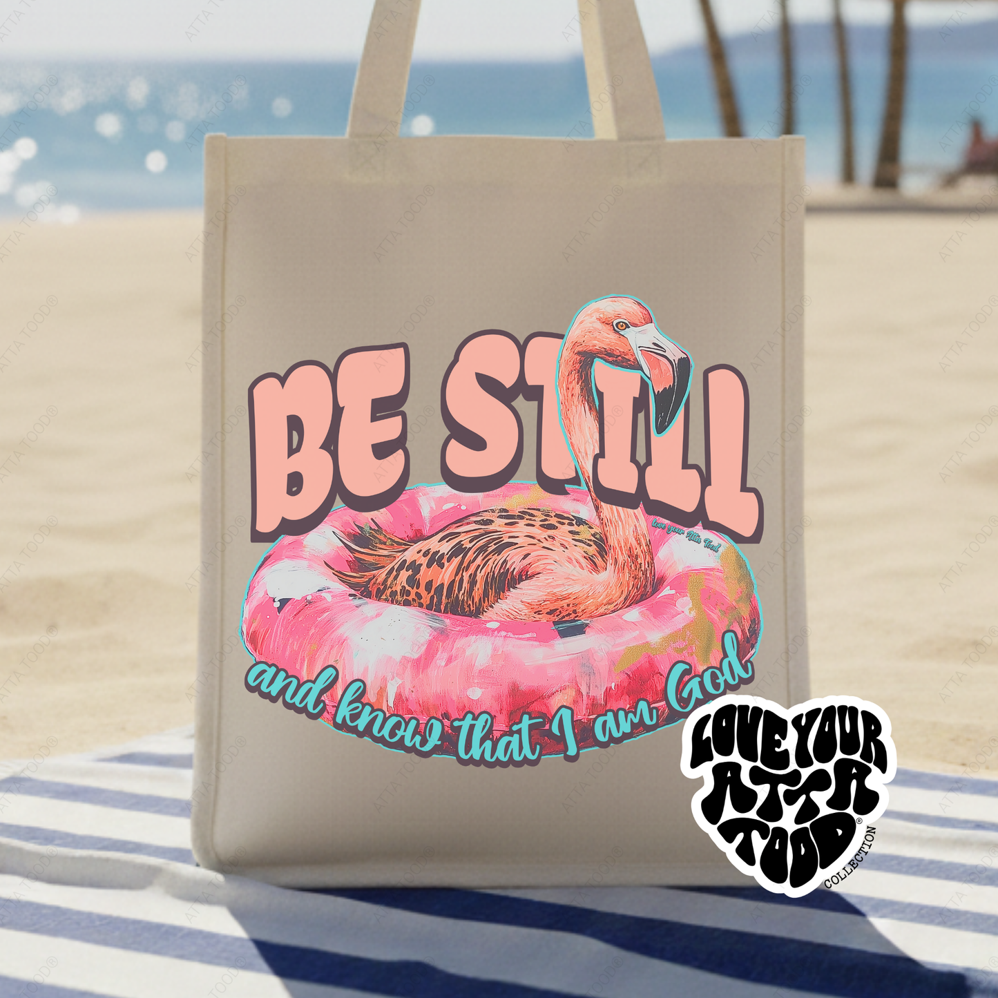 Psalm 46:10 Be Still Christian Flamingo Jumbo Tote Bag | ATTA TOOD®