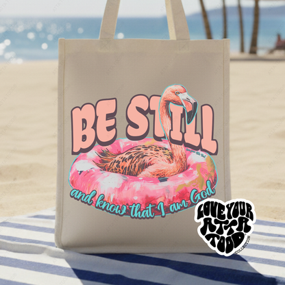 Psalm 46:10 Be Still Christian Flamingo Jumbo Tote Bag | ATTA TOOD®