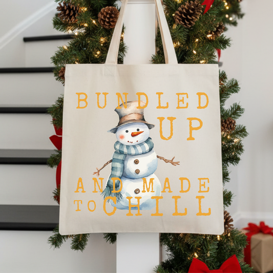 Snowman Book Bag | Christmas Reusable Bag | Holiday Tote