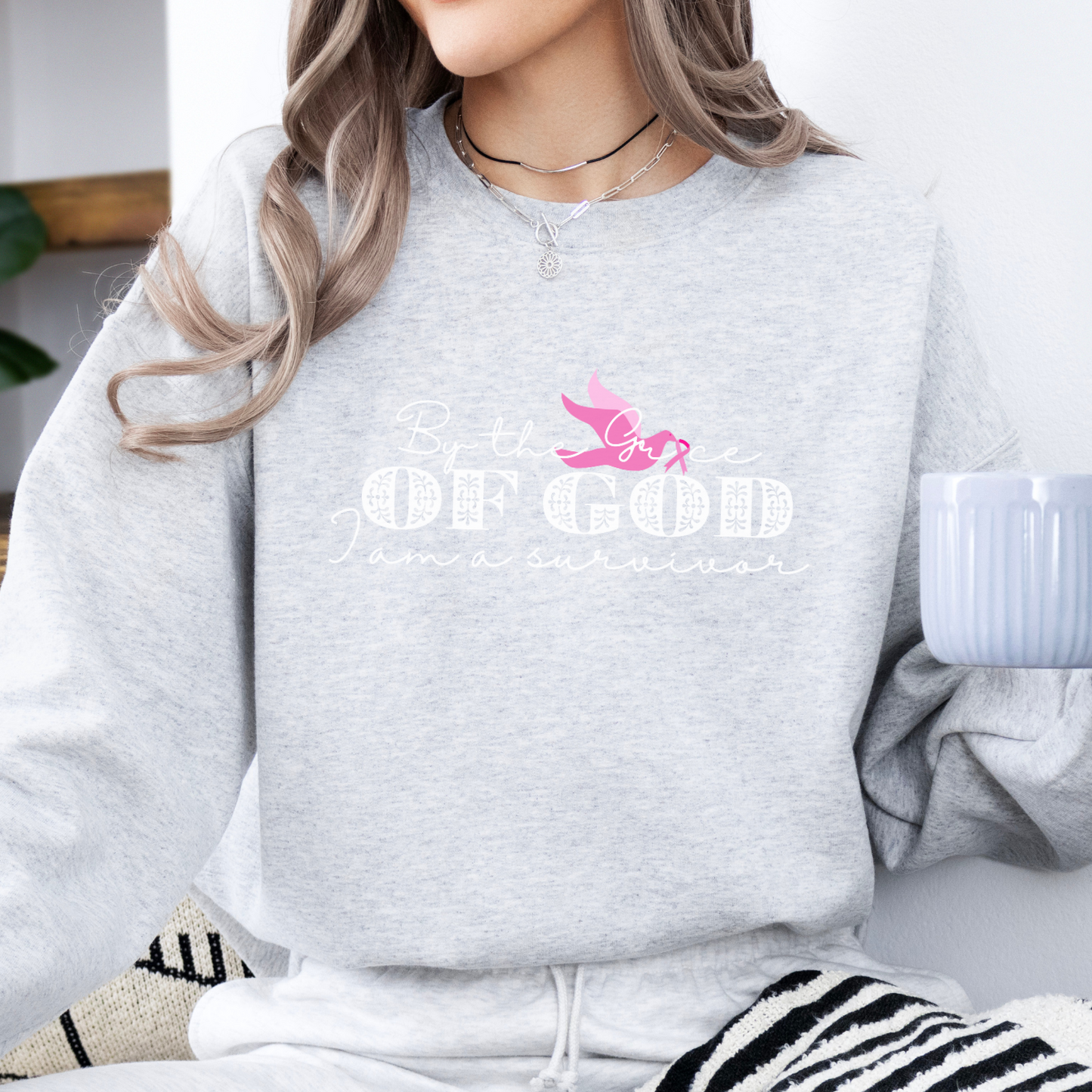 By the Grace of God Breast Cancer awareness month sweatshirt