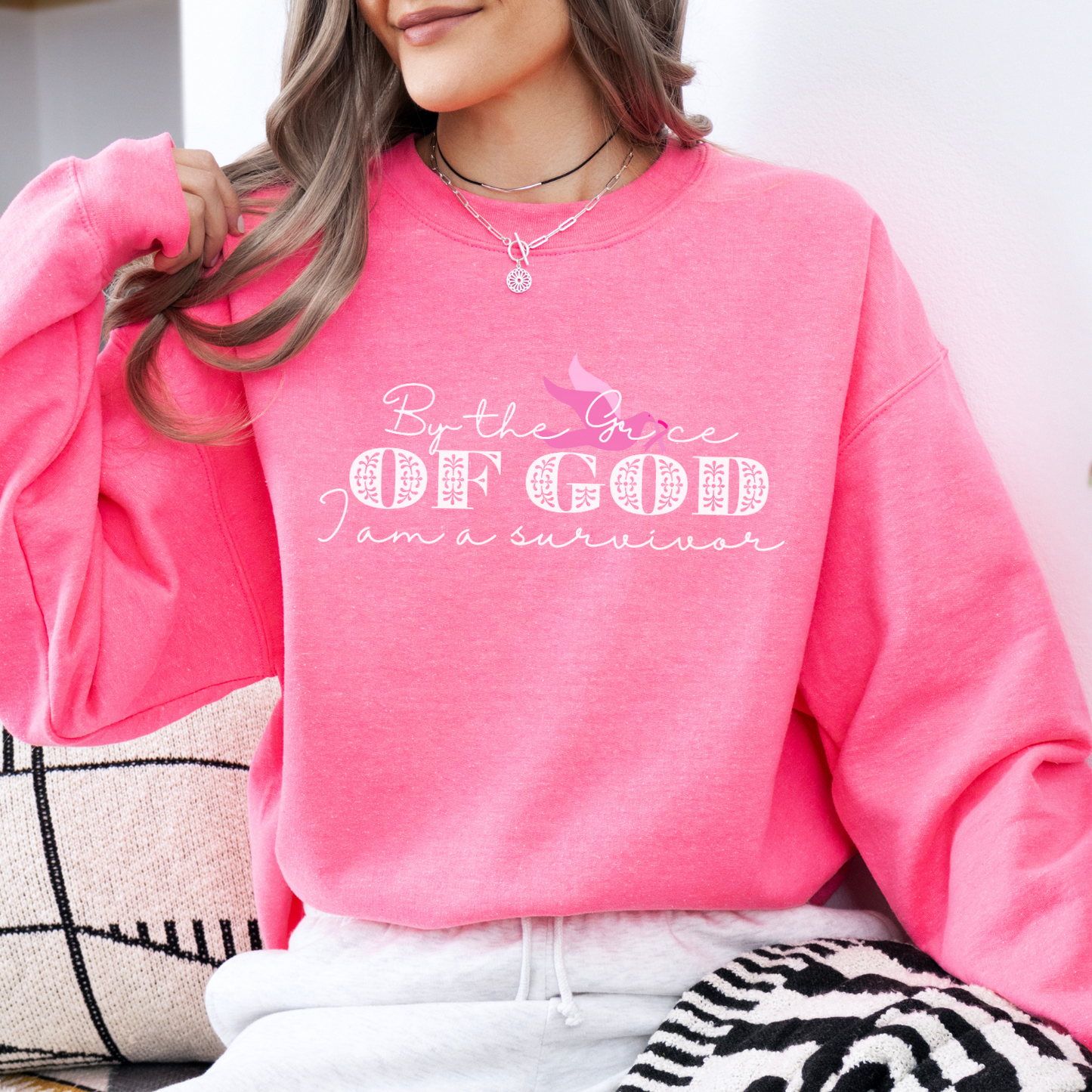 By the Grace of God Breast Cancer awareness month sweatshirt