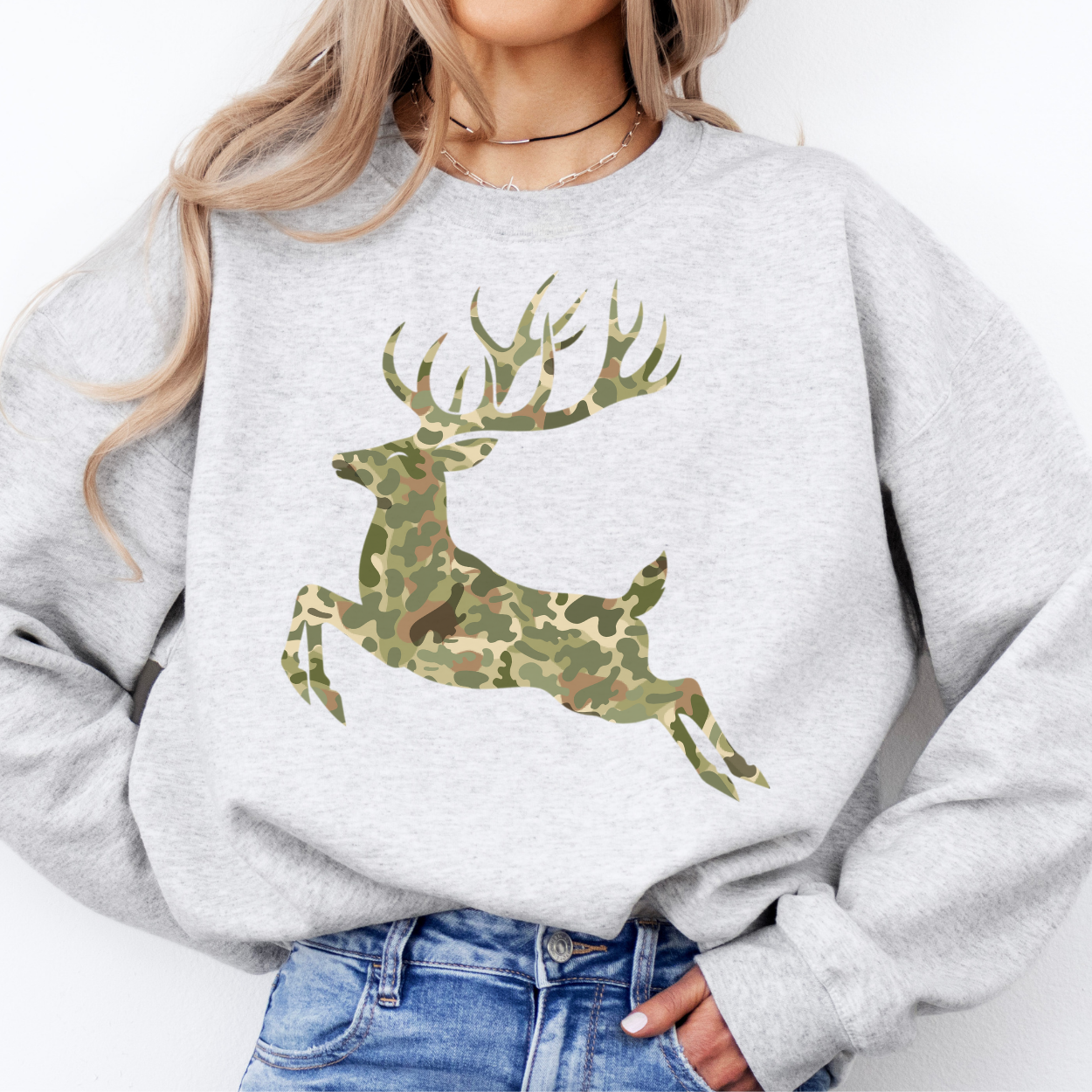 Camouflage buck unisex sweatshirt, Hunting Season