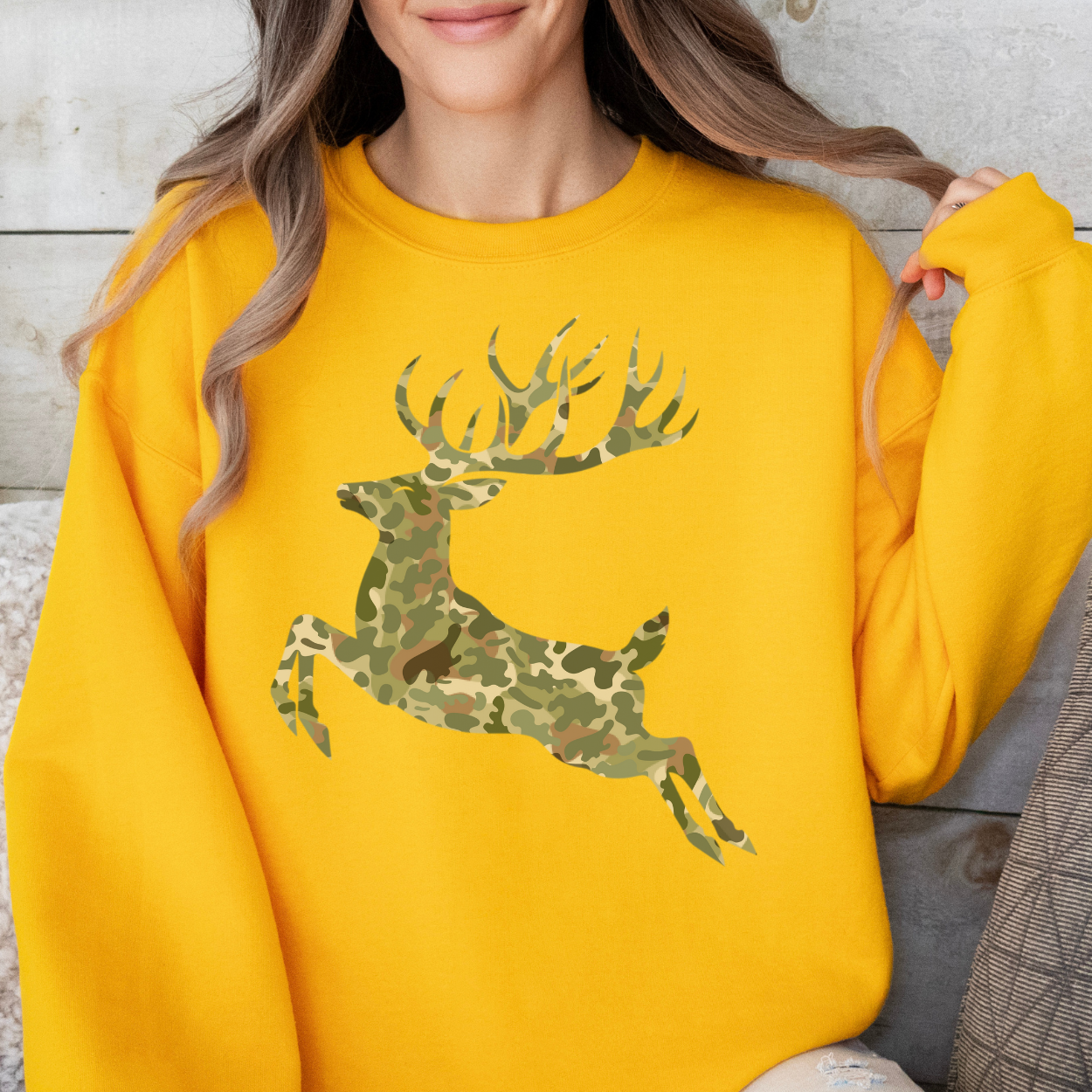 Camouflage buck unisex sweatshirt, Hunting Season