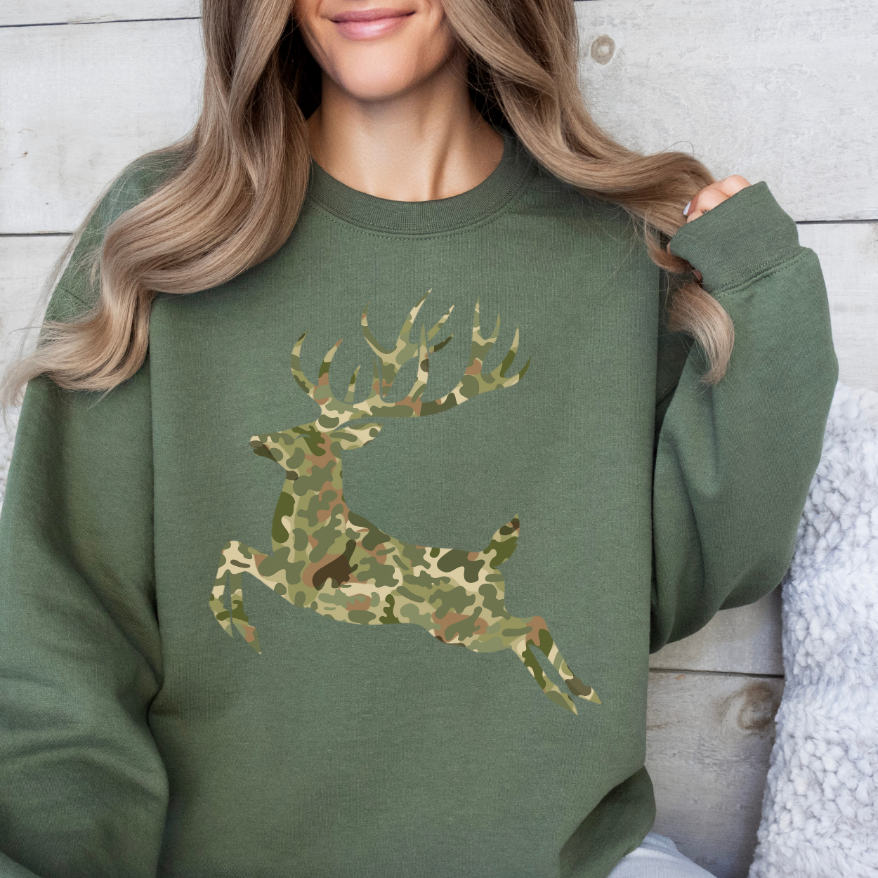 Camouflage buck unisex sweatshirt, Hunting Season