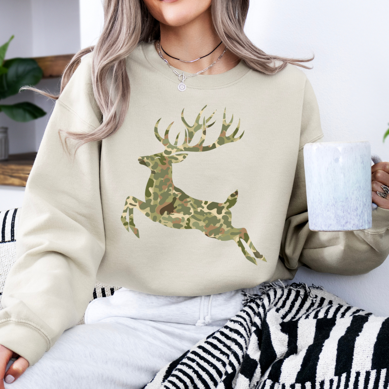 Camouflage buck unisex sweatshirt, Hunting Season