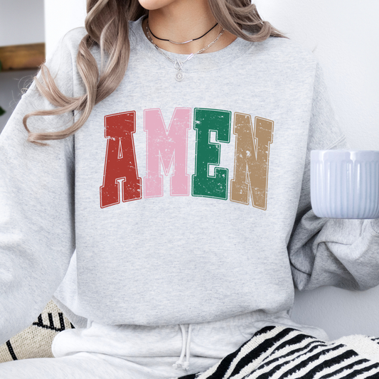 Christmas Amen sweatshirt, Varsity letters, Christian crewneck