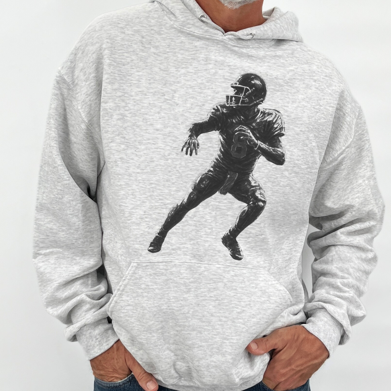 Vintage football player unisex hooded graphic sweatshirt