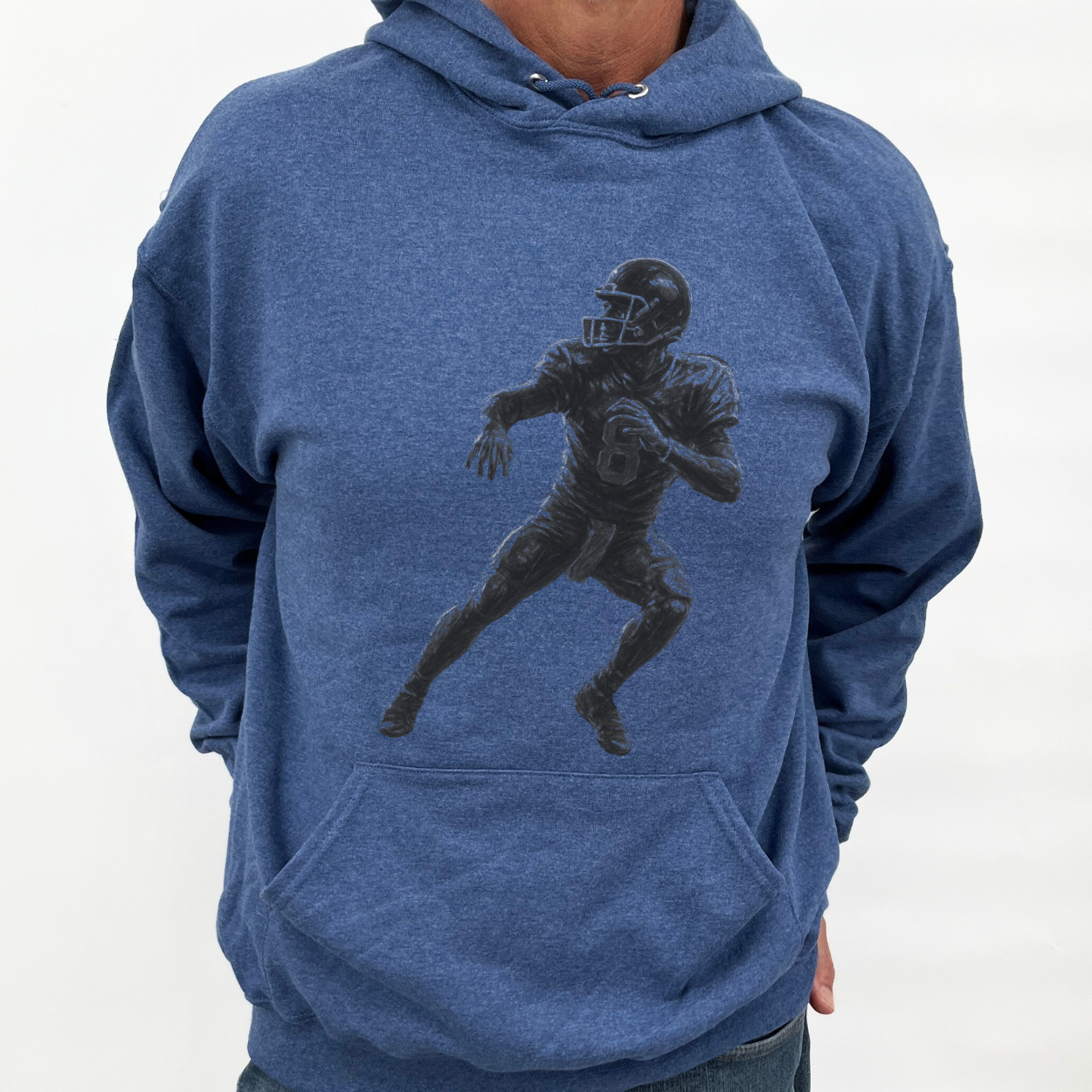 Vintage football player unisex hooded graphic sweatshirt