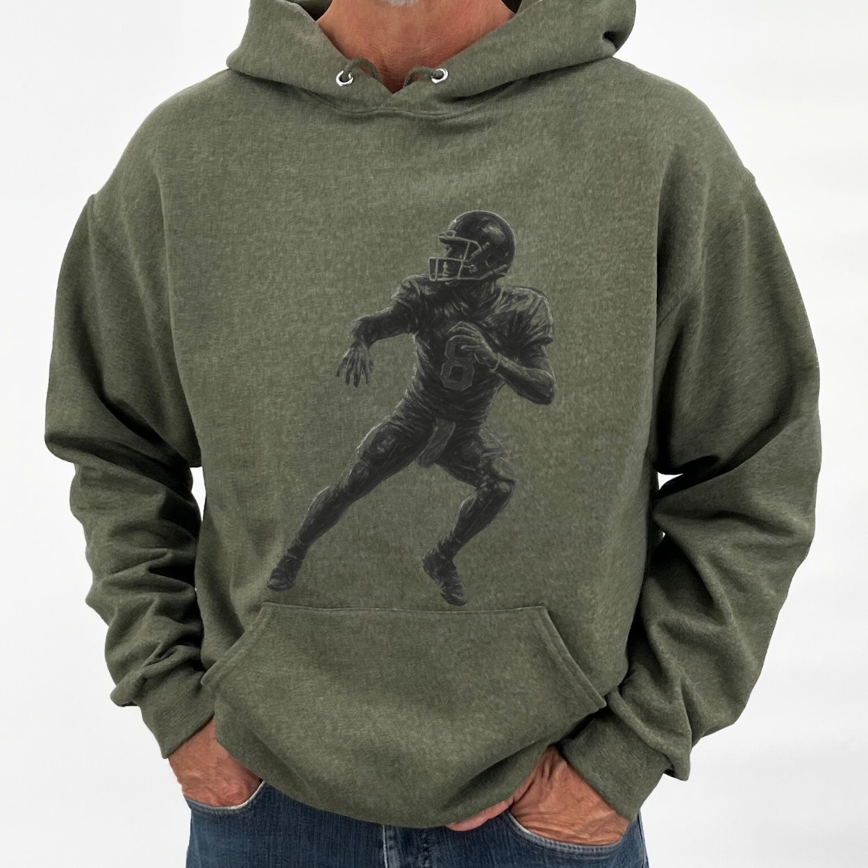 Vintage football player unisex hooded graphic sweatshirt