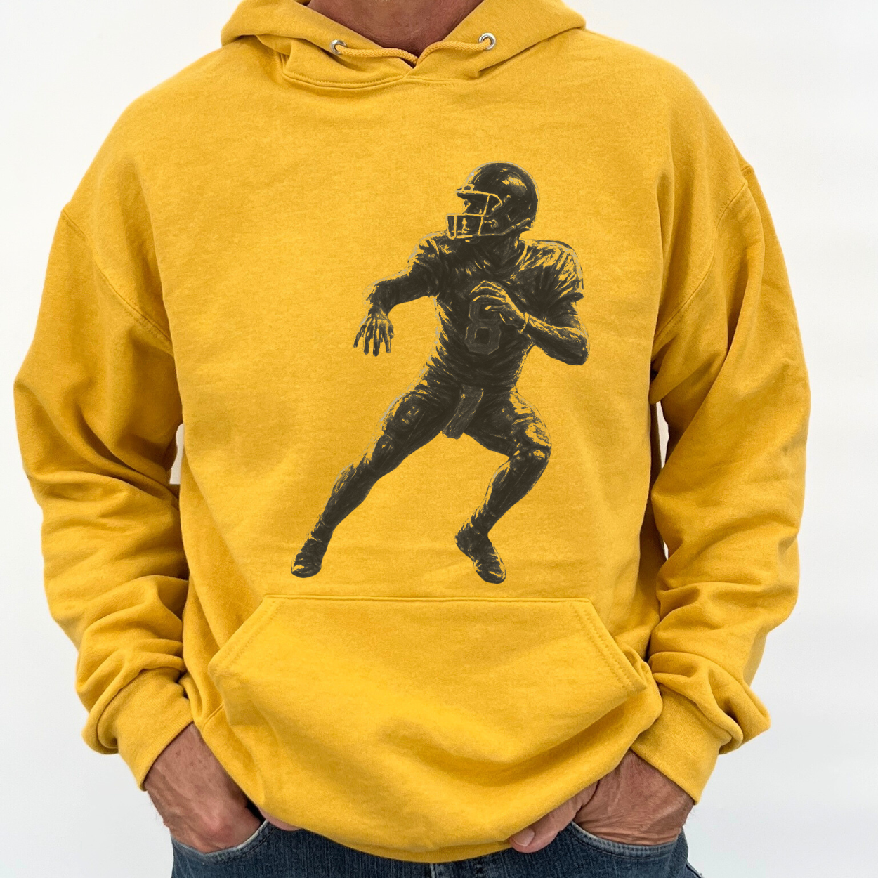 Vintage football player unisex hooded graphic sweatshirt