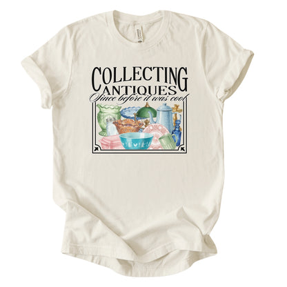 off white collecting antiques since before it was cool featuring antique dishes on a t-shirt