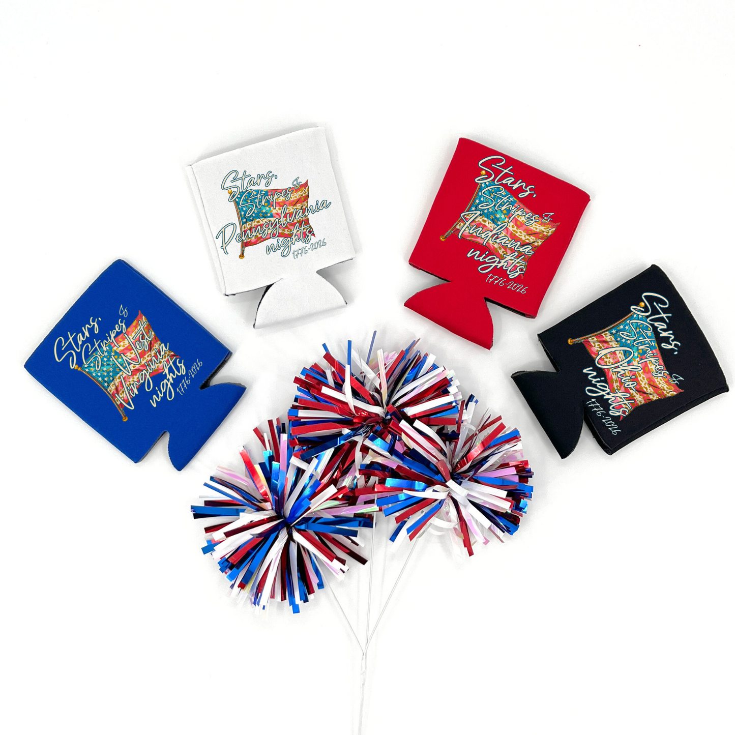 Custom State Pride Fourth of July Can Cooler | Party Favor