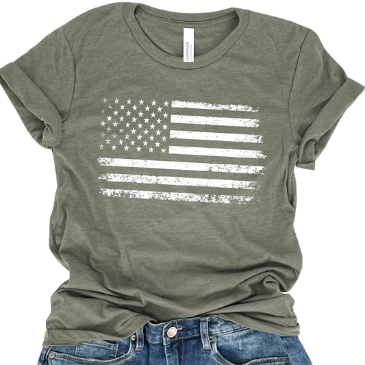 Distressed American flag graphic t-shirt, Fourth of July