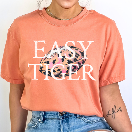 Easy tiger football graphic terracotta tee