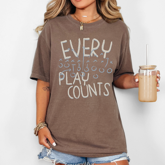 Every play counts Comfort Colors® unisex football graphic t-shirt | ATTA TOOD®