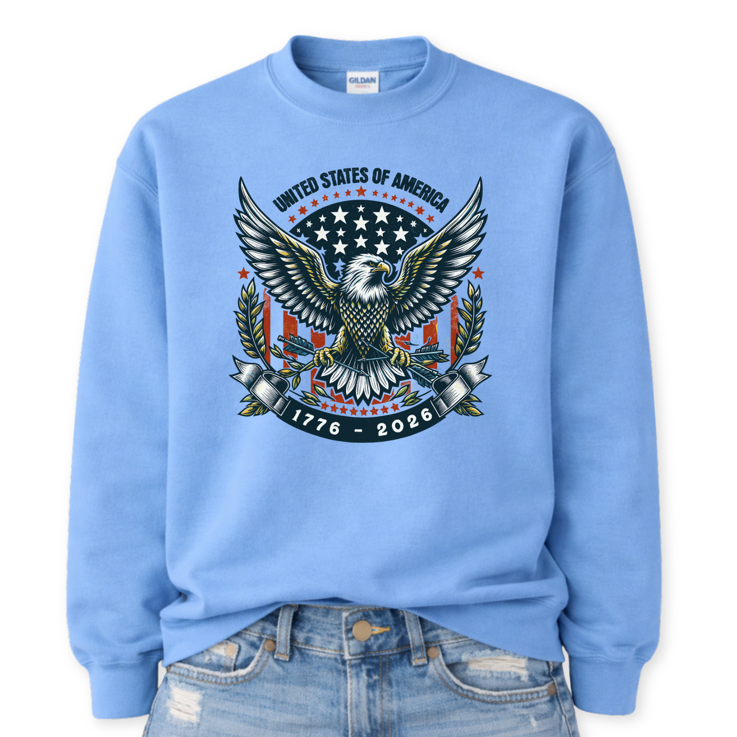 America 250 Birthday Sweatshirt | Patriotic Eagle 1776-2026