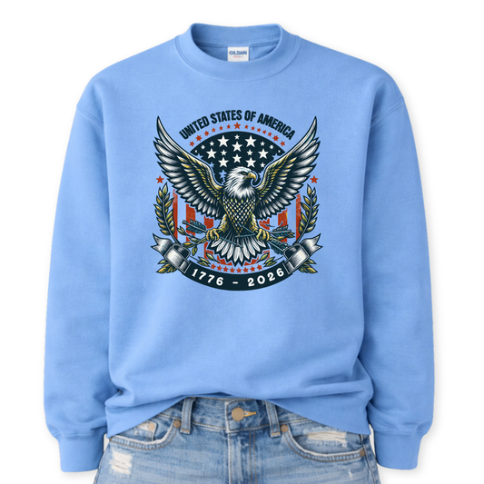 America 250 Birthday Sweatshirt | Patriotic Eagle 1776-2026