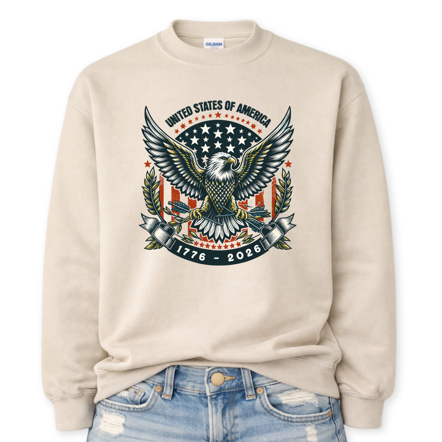 America 250 Birthday Sweatshirt | Patriotic Eagle 1776-2026