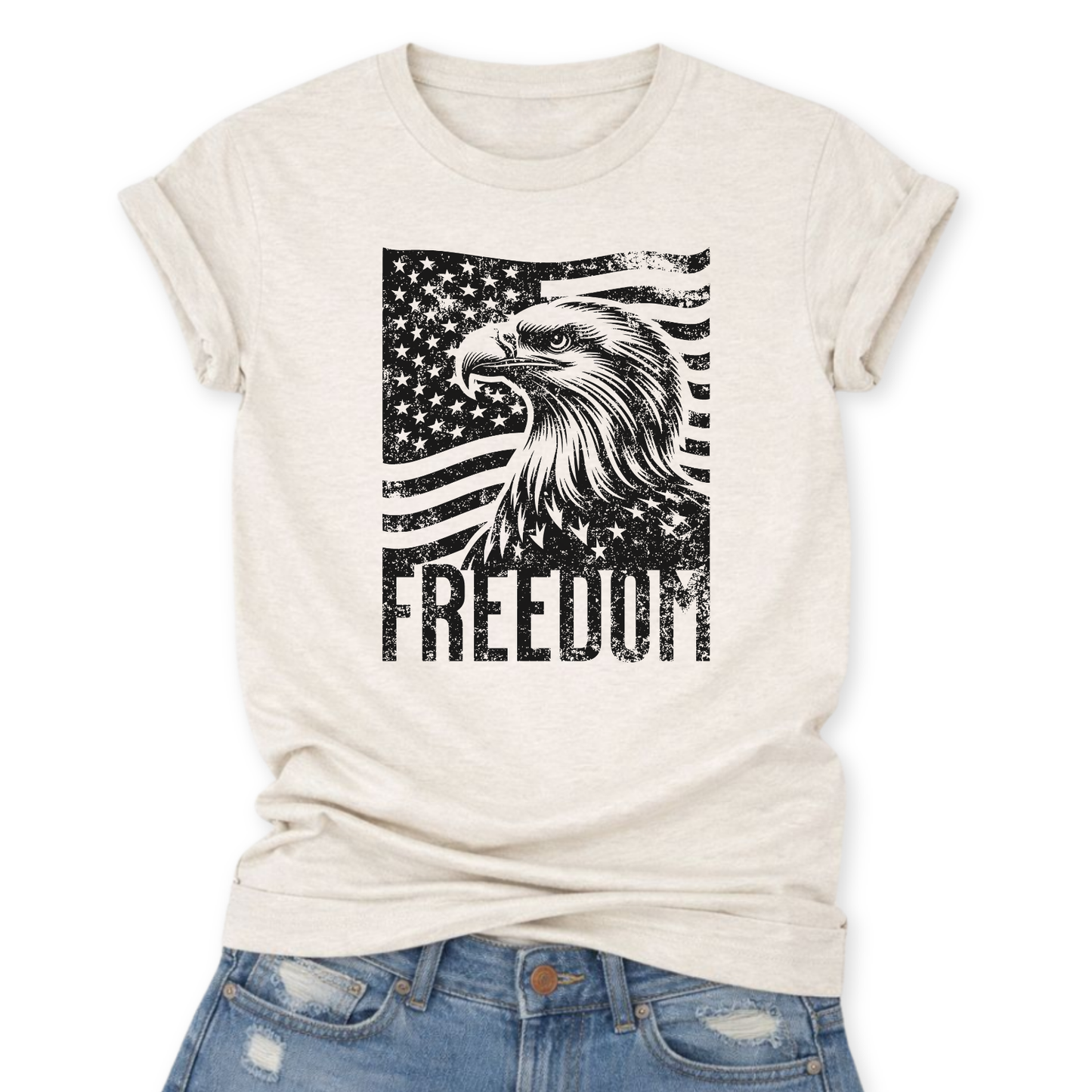 Patriotic Freedom Tee | USA Flag Eagle Graphic | 4th of July