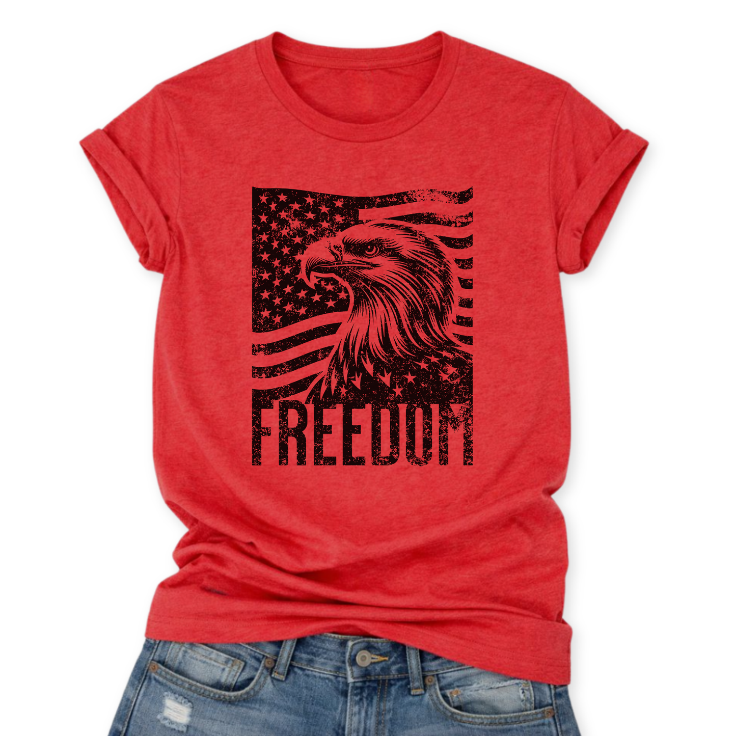 Patriotic Freedom Tee | USA Flag Eagle Graphic | 4th of July