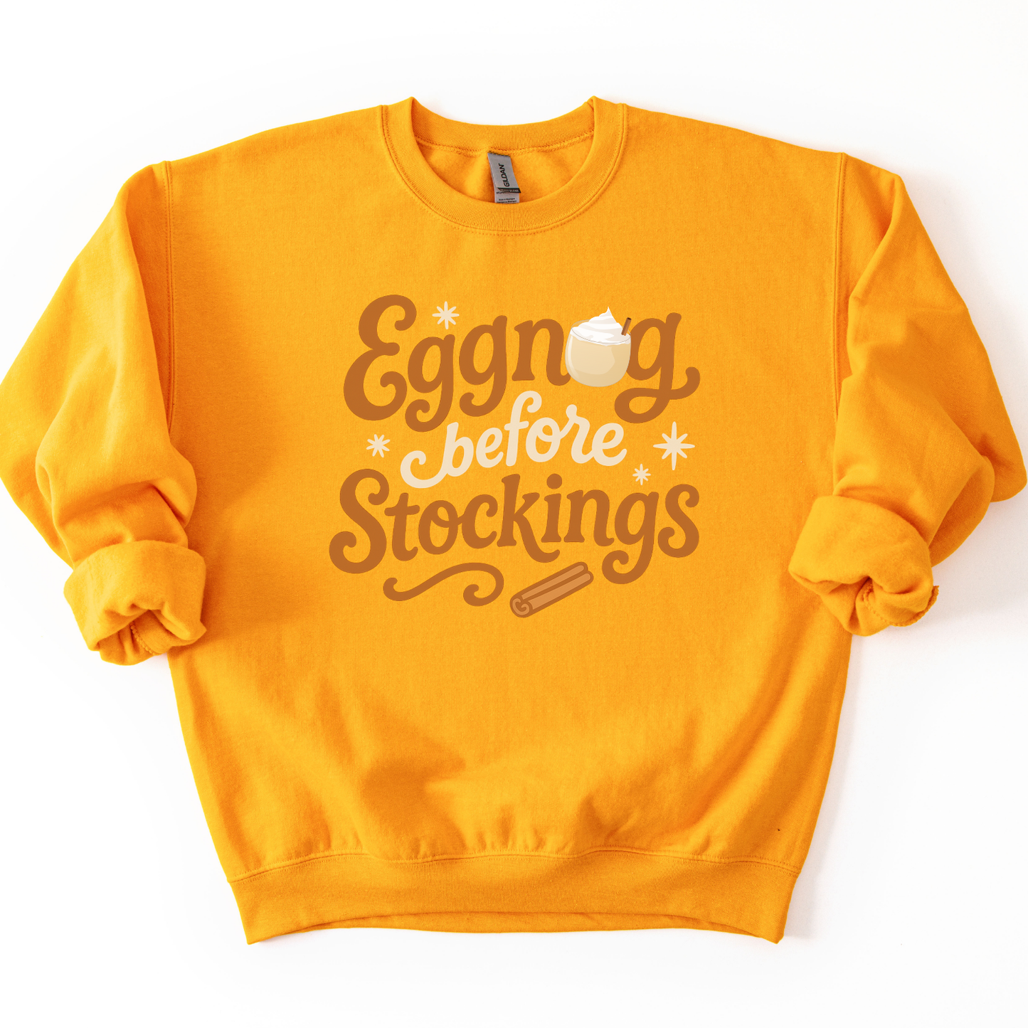 Eggnog Before Stockings Funny Christmas Graphic Sweatshirt