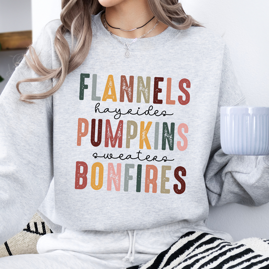 Flannels, hayride, pumpkins and sweaters fall sweatshirt