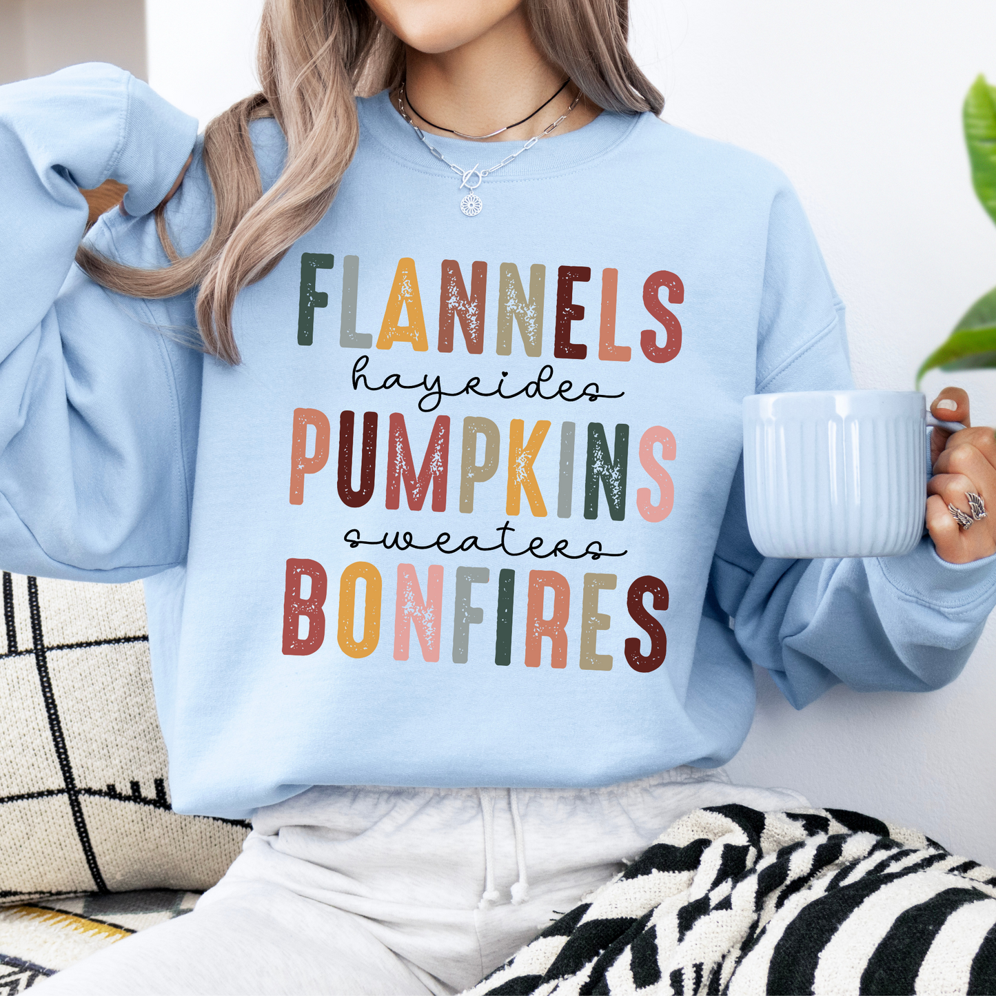 Flannels, hayride, pumpkins and sweaters fall sweatshirt
