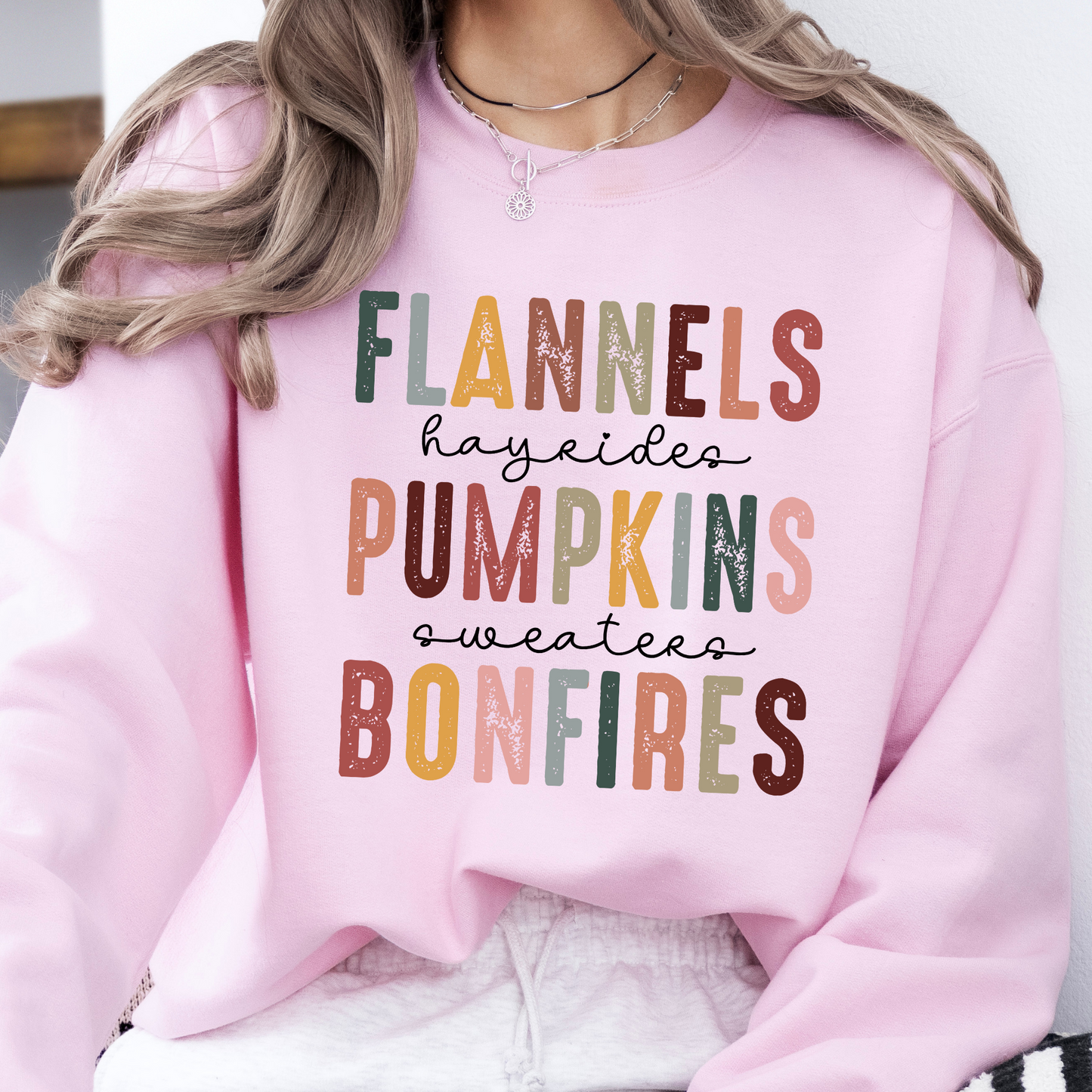 Flannels, hayride, pumpkins and sweaters fall sweatshirt