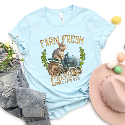 Farm Fresh Carrots Country Farm Bunny Graphic Tee