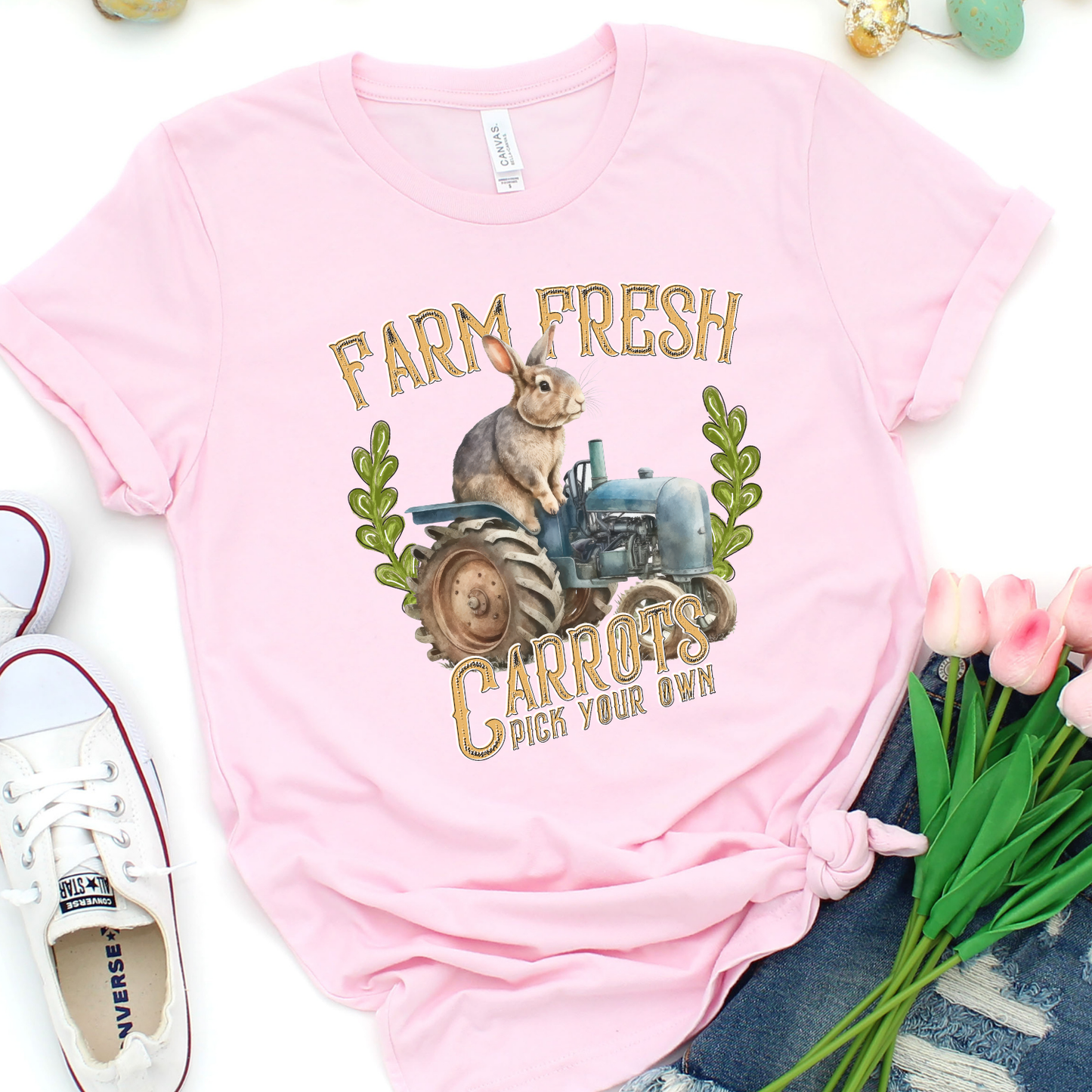Farm Fresh Carrots Country Farm Bunny Graphic Tee
