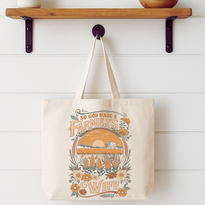 So God Made a Farmer's Wife Tote Bag | Faithbased | ATTA TOOD®