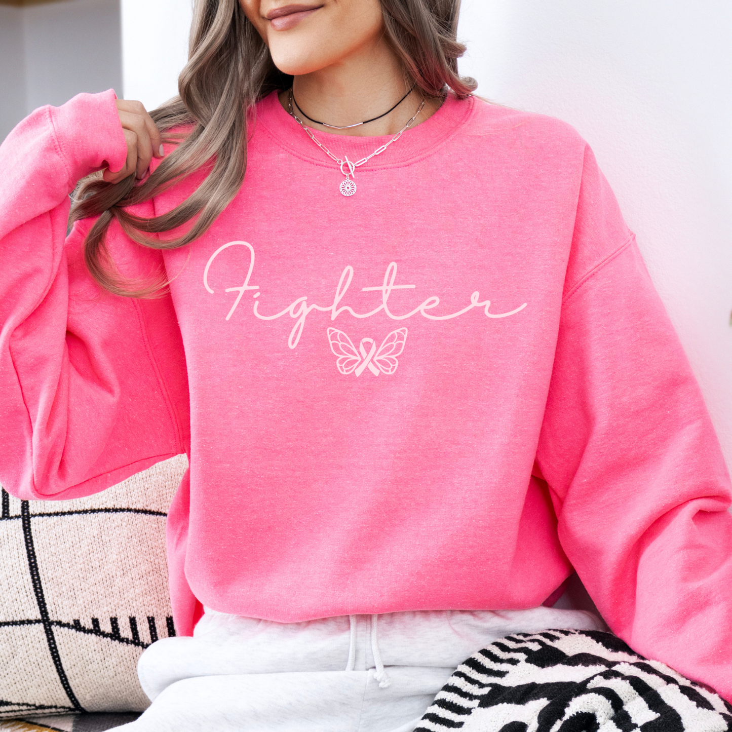Fighter Breast Cancer awareness month sweatshirt