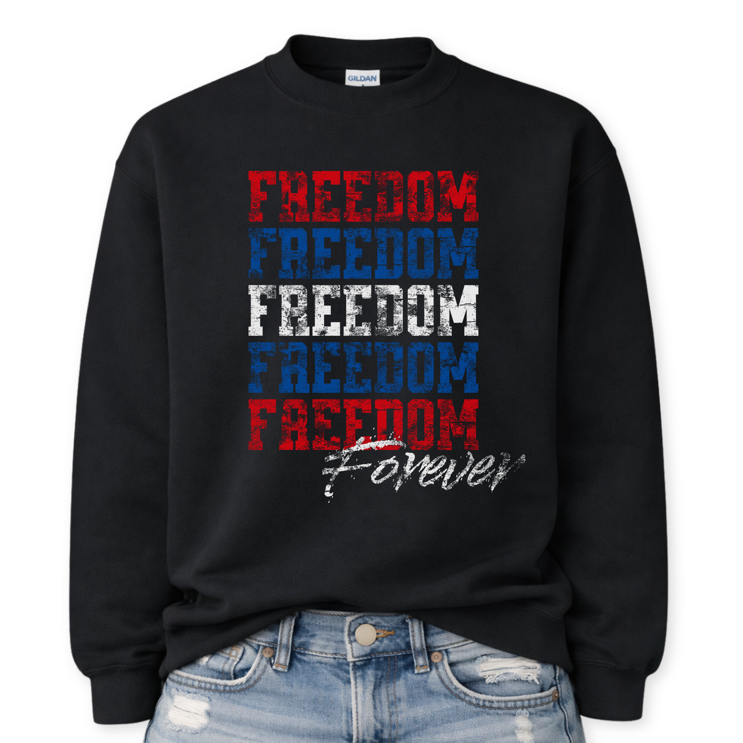 Red White Blue Freedom Patriotic Sweatshirt | 4th of July