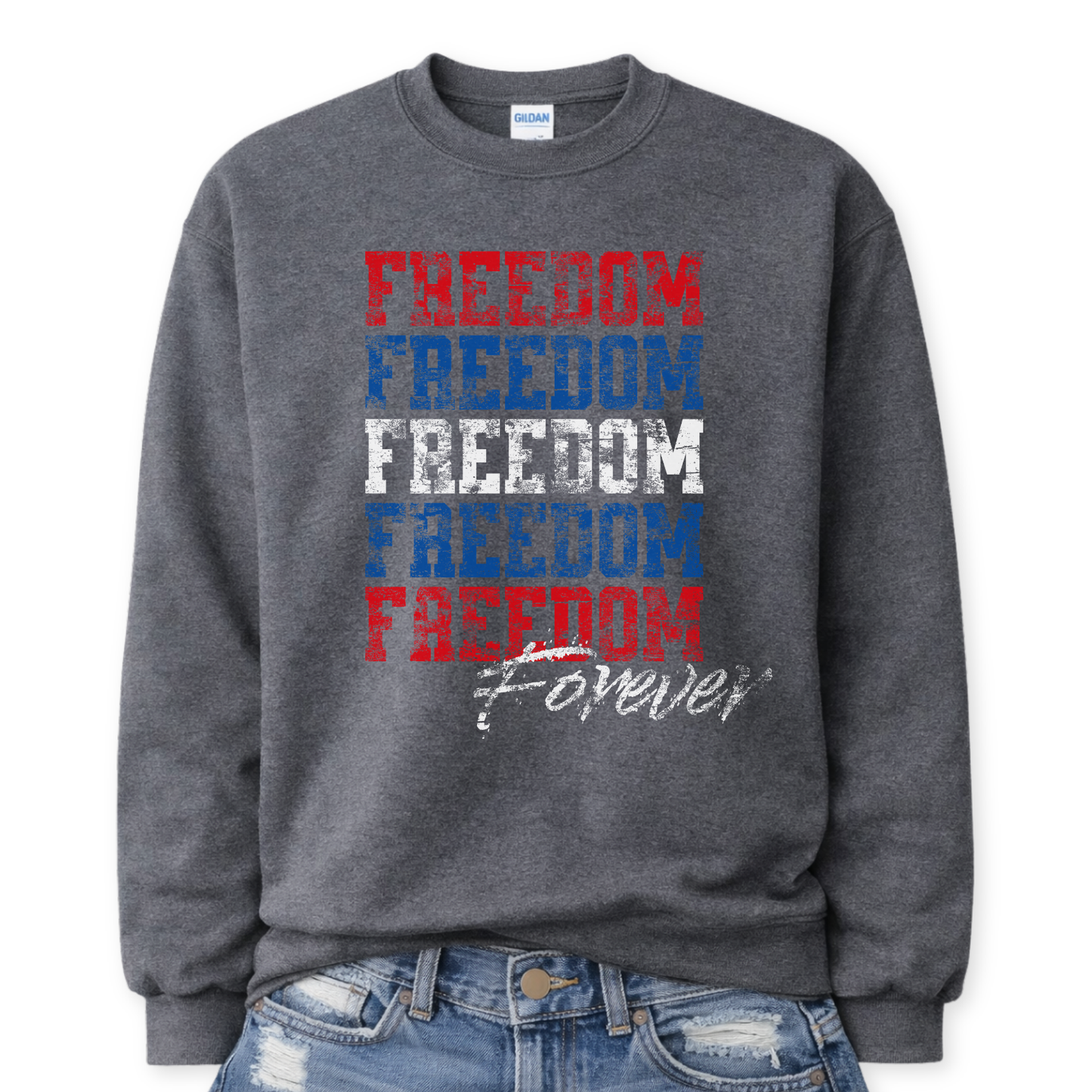 Red White Blue Freedom Patriotic Sweatshirt | 4th of July