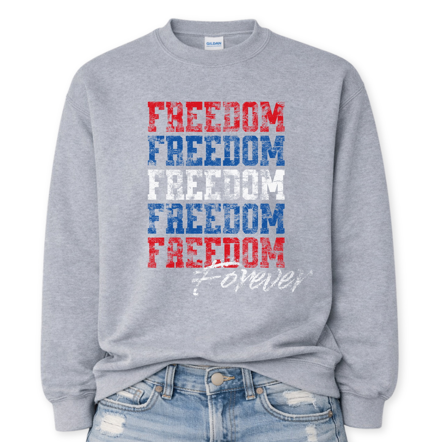 Red White Blue Freedom Patriotic Sweatshirt | 4th of July