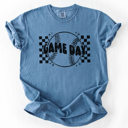 Checkered game day baseball Comfort Colors® unisex graphic t-shirt