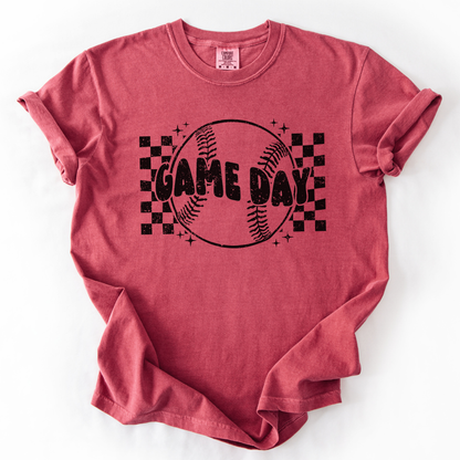 Checkered game day baseball Comfort Colors® unisex graphic t-shirt