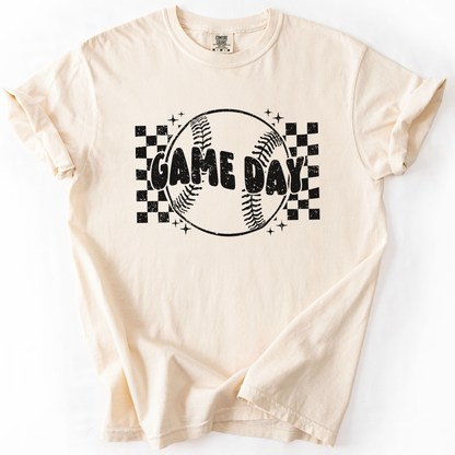 Checkered game day baseball Comfort Colors® unisex graphic t-shirt