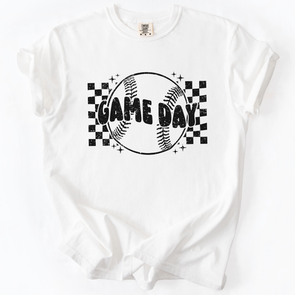 Checkered game day baseball Comfort Colors® unisex graphic t-shirt