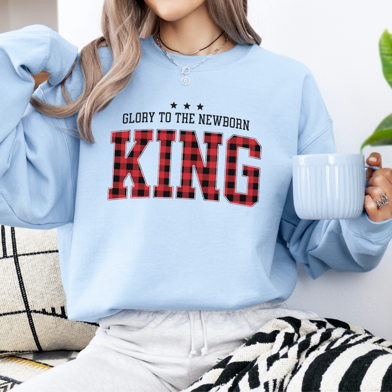Glory to the newborn King Christmas sweatshirt, Christian holiday crew