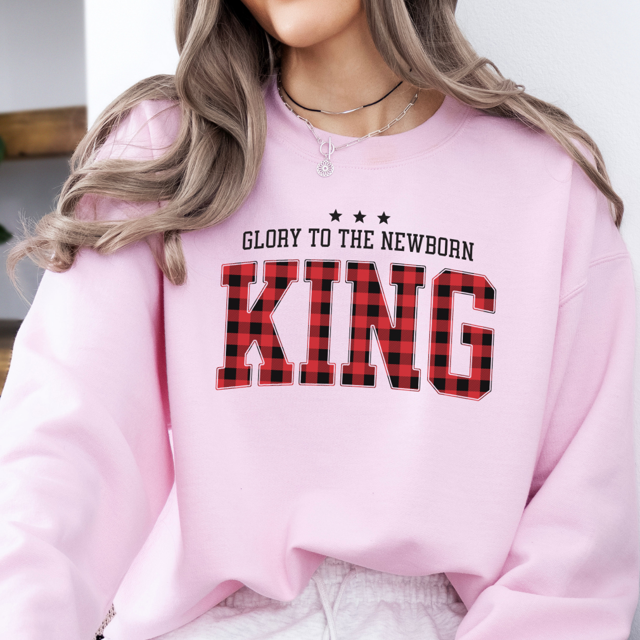 Glory to the newborn King Christmas sweatshirt, Christian holiday crew