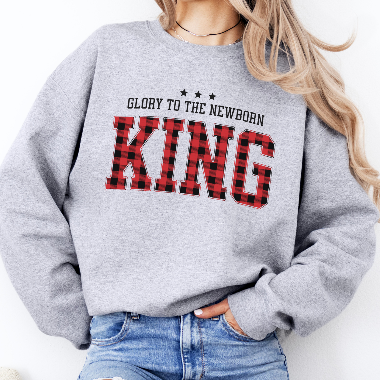 Glory to the newborn King Christmas sweatshirt, Christian holiday crew